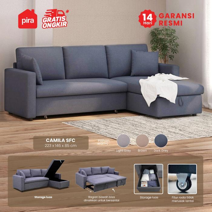 Pira Bavarian - Camila SFC Convertible Sofa / Multifungsi - DARK GREY, Standar