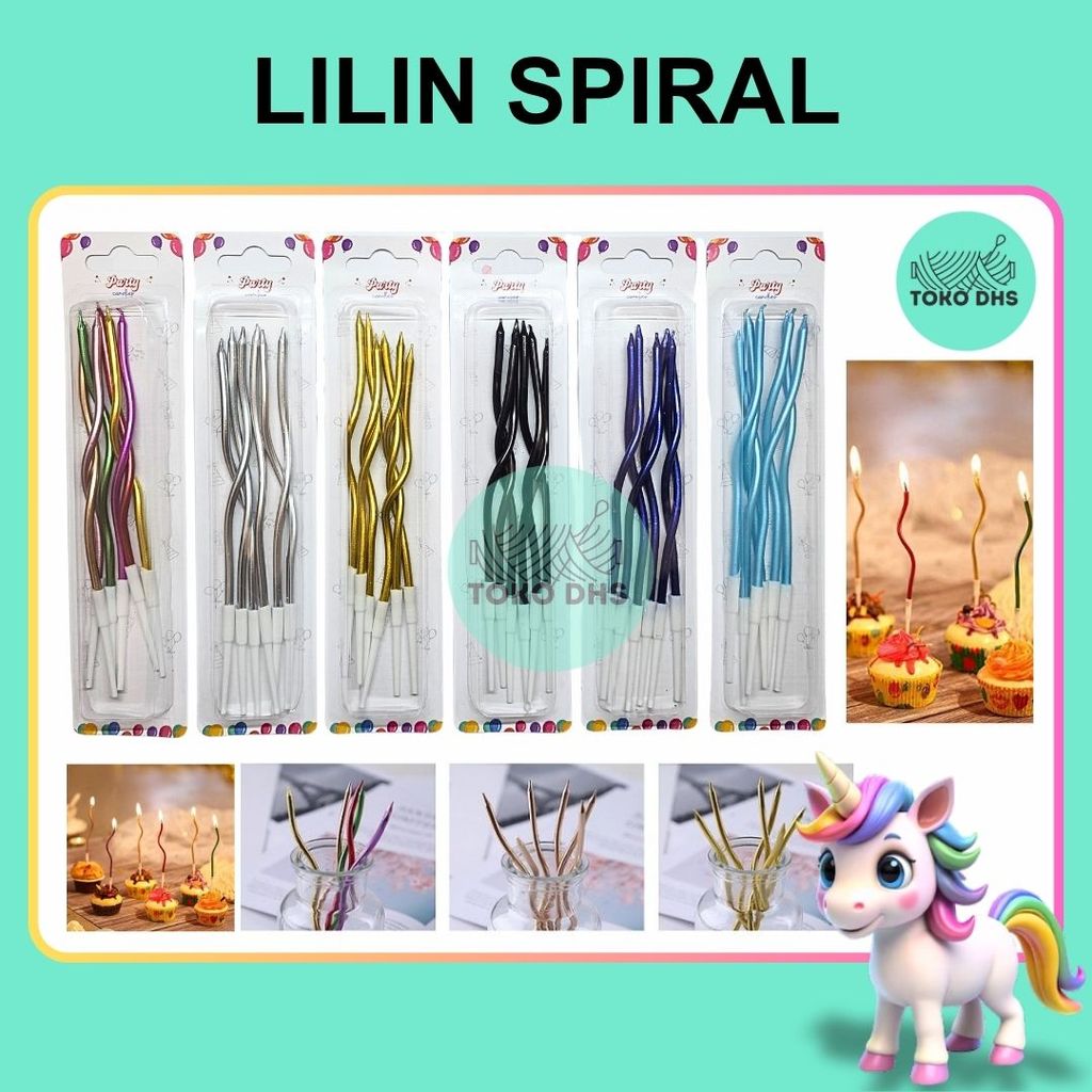Lilin Ultah KOREA Spiral Panjang Lilin Ulir isi 6 Pcs
