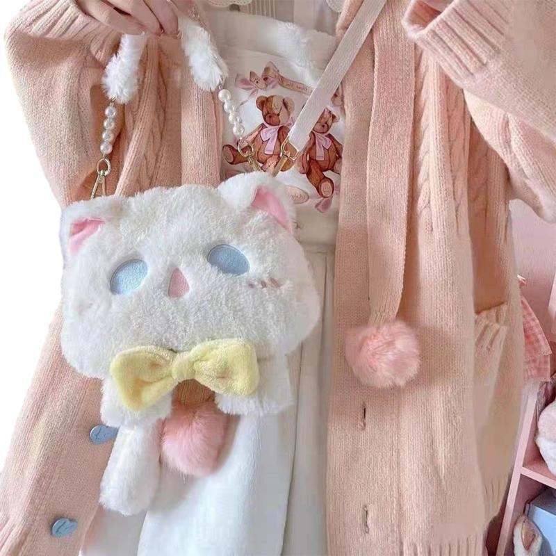 Y88A Women Handbag Shaped Plush Doll Shoulder Bags Lovely Bag JK Cartoon Crossbody Bag Dating Bag