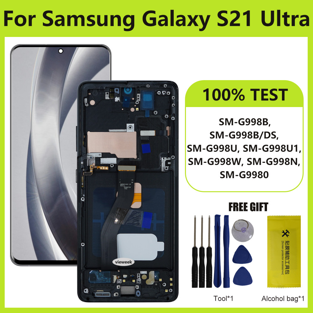 AMOLED For Samsung S21Ultra LCD G998B G998N splay Tou Screen gitizer For Samsung S21 Ultra 5G G998U 