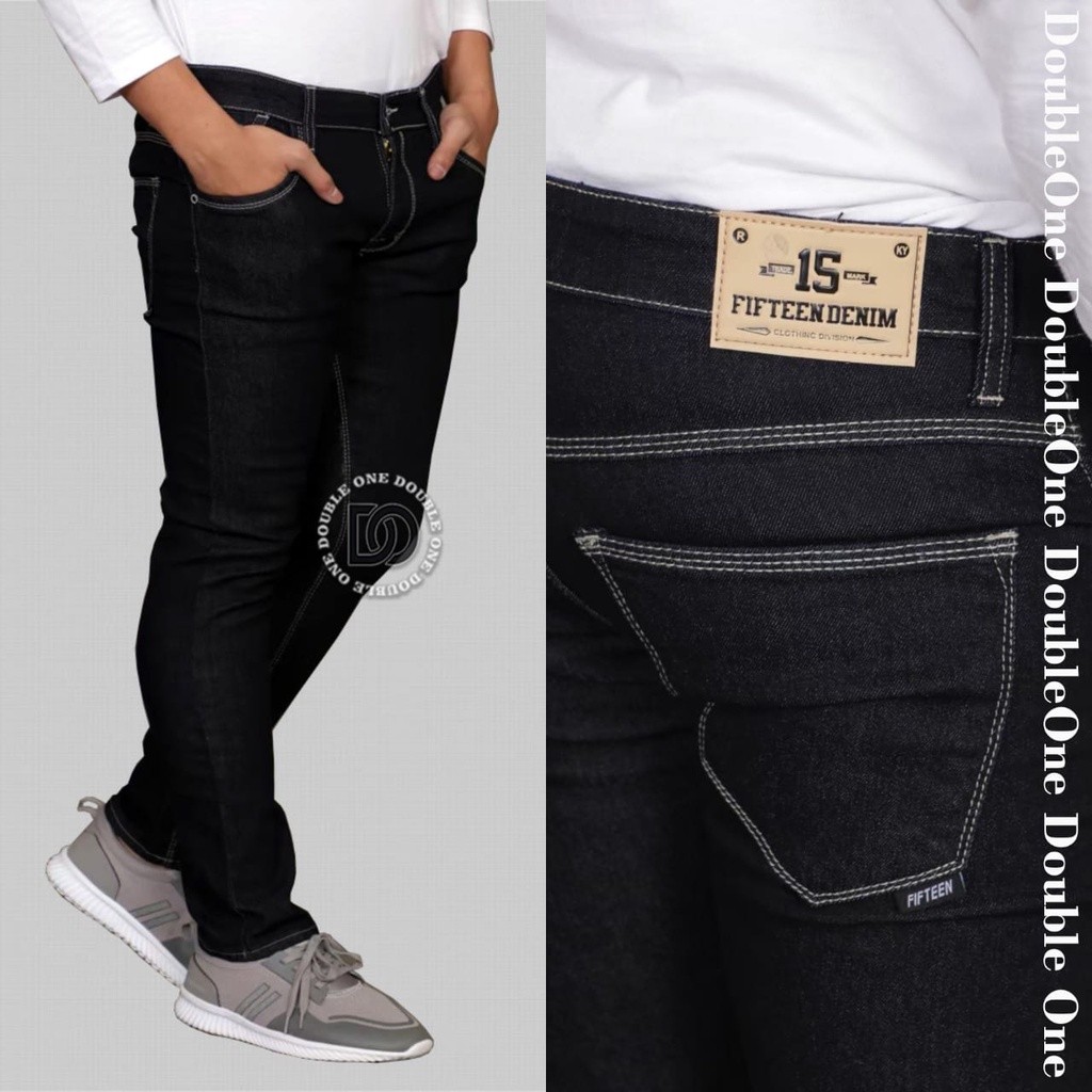 CELANA JEANS PRIA SKNNY - CELANA JEANS DENIM MERAL - CELANA JEANS COWOK - JEANS PRIA ORIGINAL FIFTEE