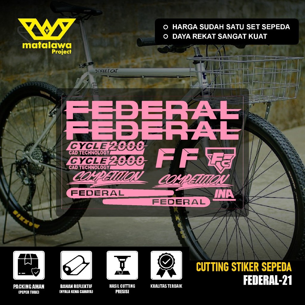 STIKER Premium FEDERAL Cutting Sticker Sepeda FEDERAL Competition Stiker cycle 2000 cad technology S