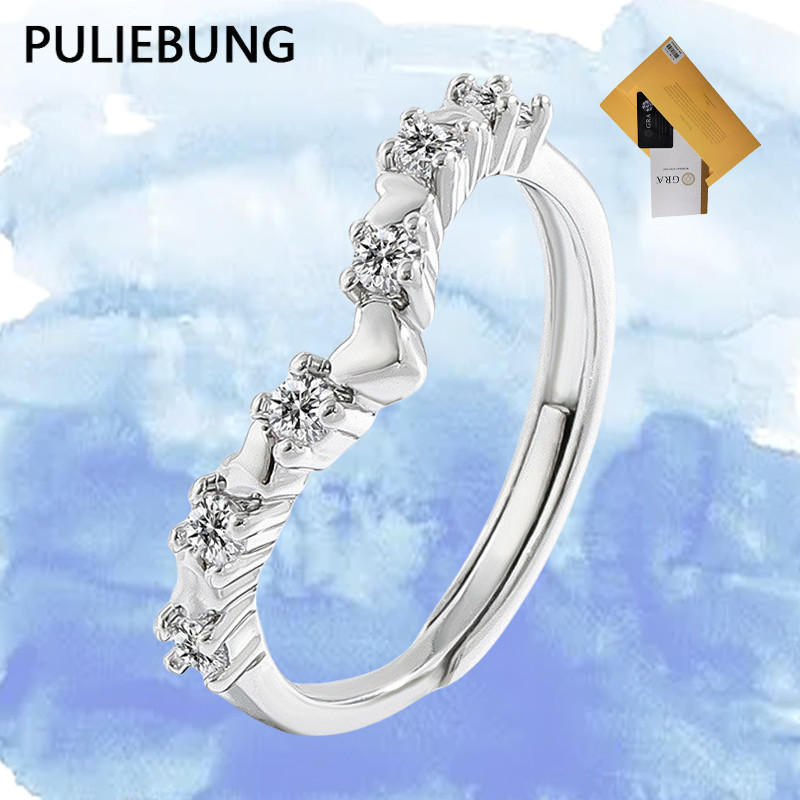 PULIEBUNG - Cincin Hati Moissanite Bertabur Mikro Mode Elegan