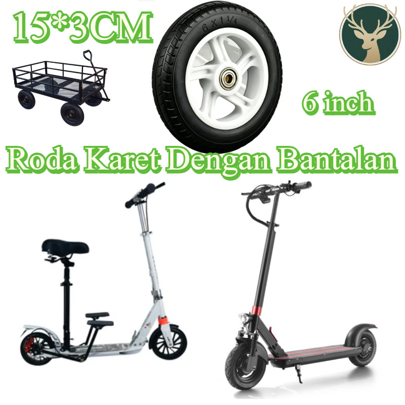 (Dengan Bantalan) 15*3CM Roda Sekuter Injak Belakang Roda / RODA BELAKANG SCOOTER PEDAL UNIVERSAL / 
