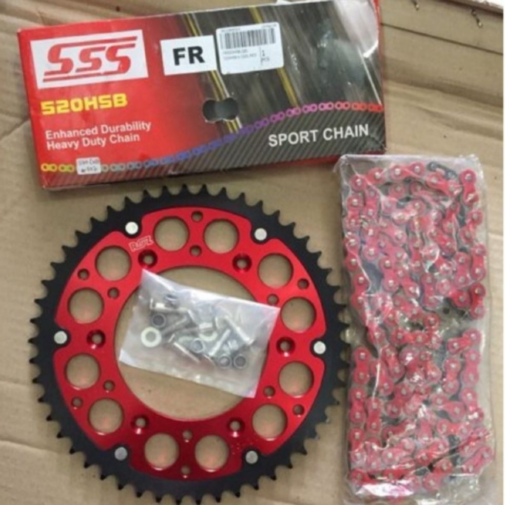 Gear roz CRF 150L CRF 230 CRF 250 set rantai sss 520 HSB Merah