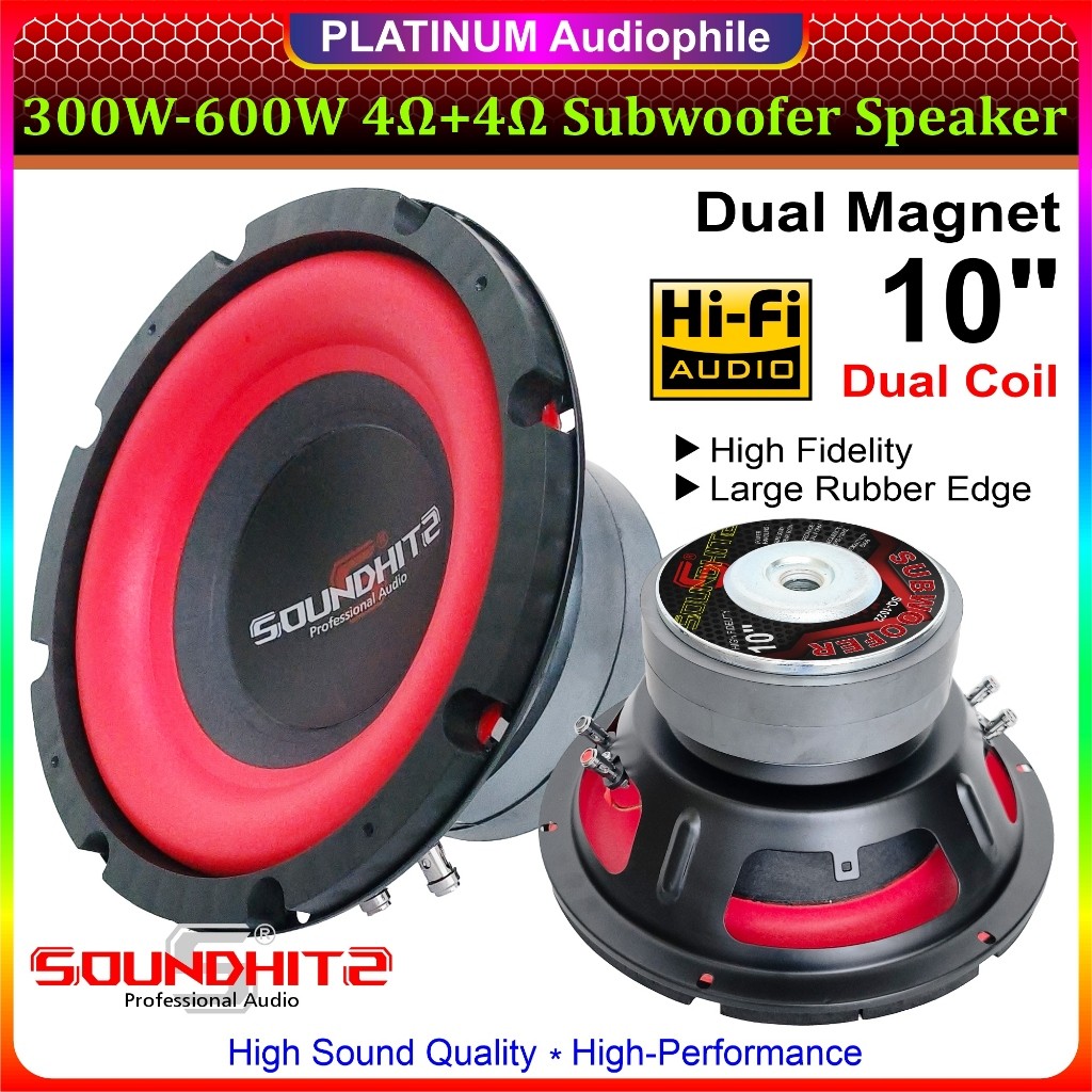 Speaker Subwoofer 10 Inch Double Coil 300W-600W LOW BASS 10" Hifi Speker Soundhits SQ-1022