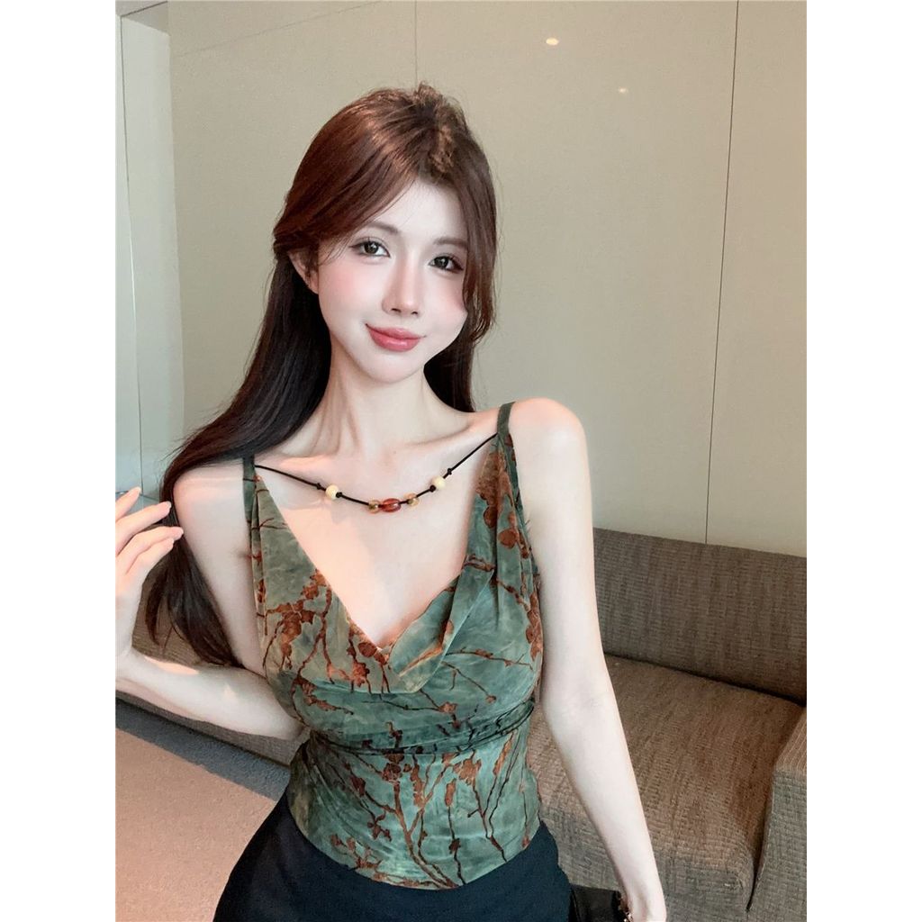 BUSTO Atasan TankTop Wanita Rompi selempang kecil manik-manik Jacquard untuk wanita