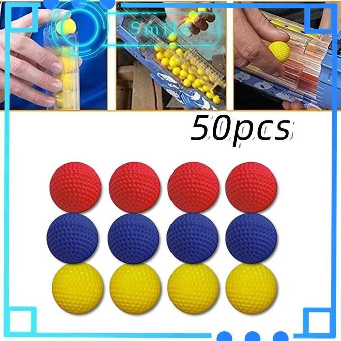 CHIEDRO 50PCS/Tas Nerf Rival Peluru Karet Bulat Refill Soft Ball PU Premium Nerf Rival Bola Busa Mud