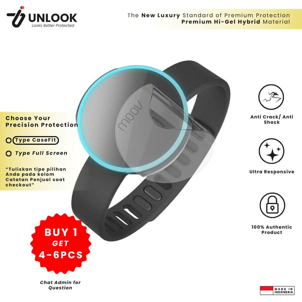 UNLOOK Hi-GEL HYBRID Hydrogel+ Screen Guard for Moov - Anti Bekas Jari Anti Statis Case Fit Auto Ali