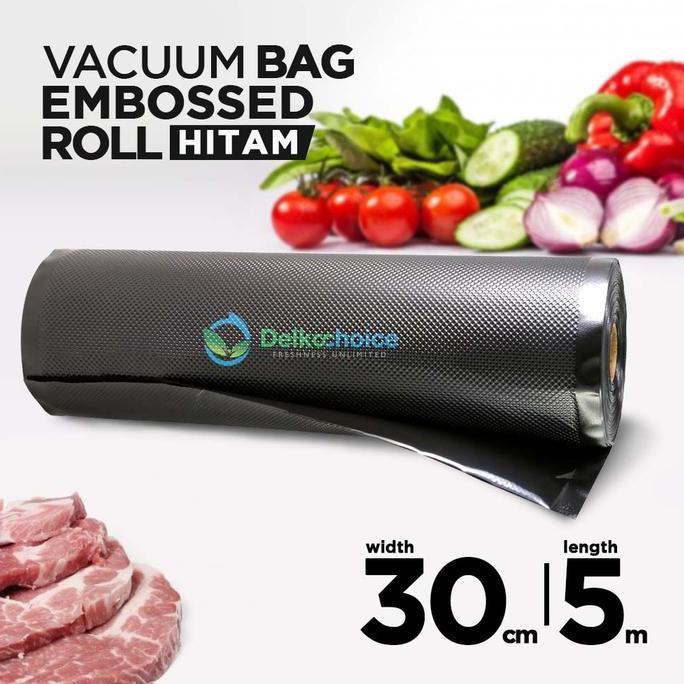 VACUUM BAG EMBOSS EMBOSSED ROLL HITAM DELKOCHOICE 30CM