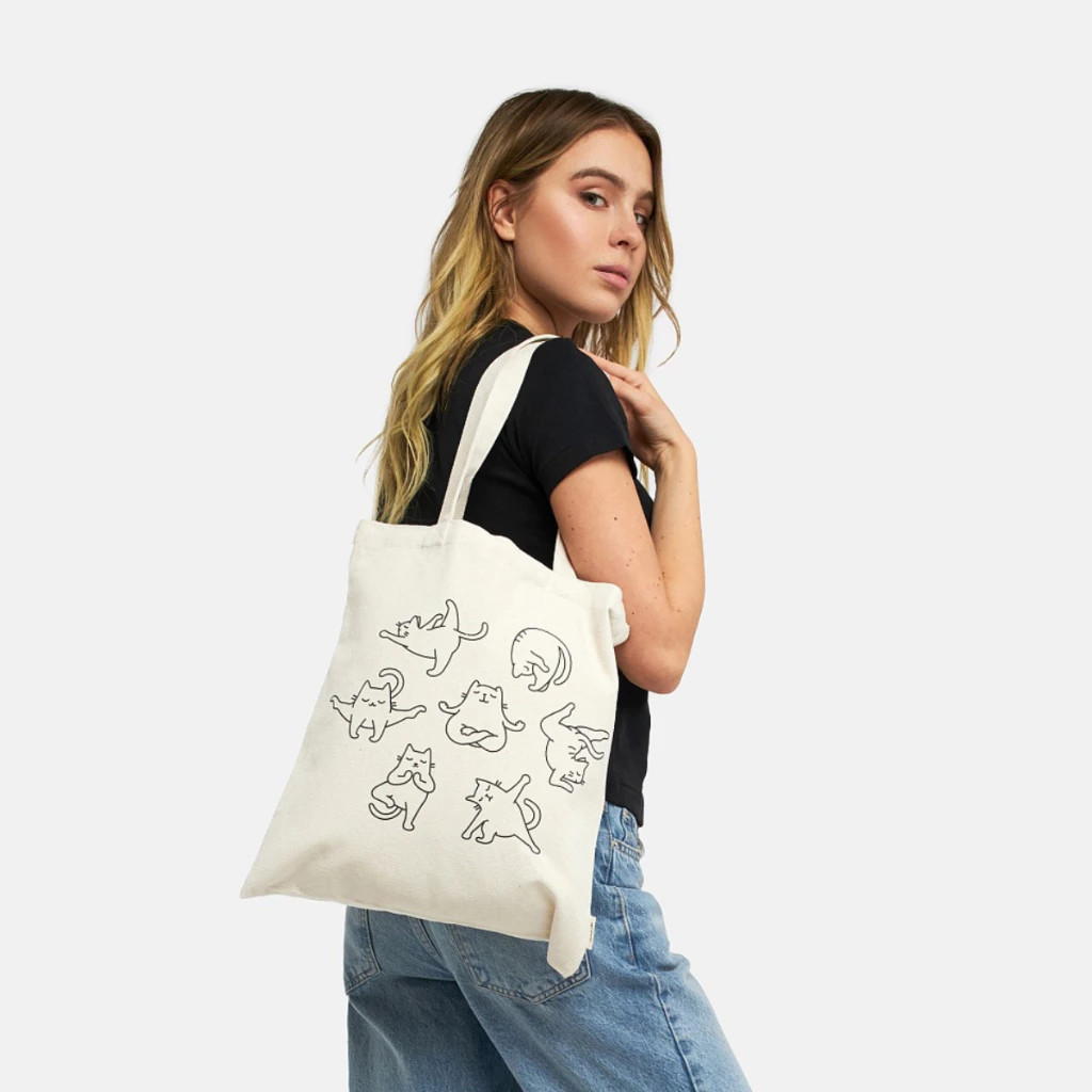 Totebag Resleting Wanita Tas Bahu Muat Laptop Promo Akhir Tahun Cuci Gudang 2025 Motif Kucing RItual