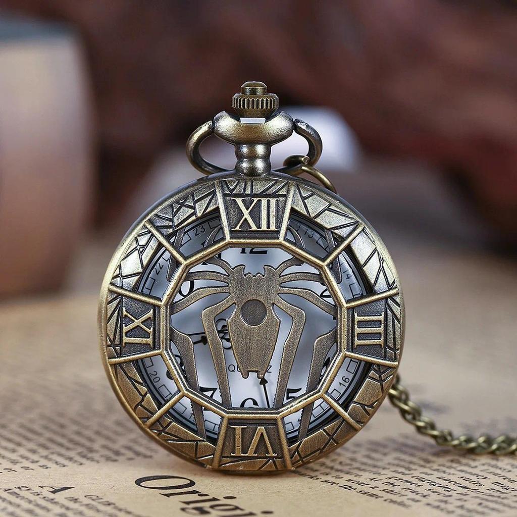 Vintage Hollow Spider Pocket Watch Metal Roman Numerals Large Pocket Watch Couple Pocket Watch Frien