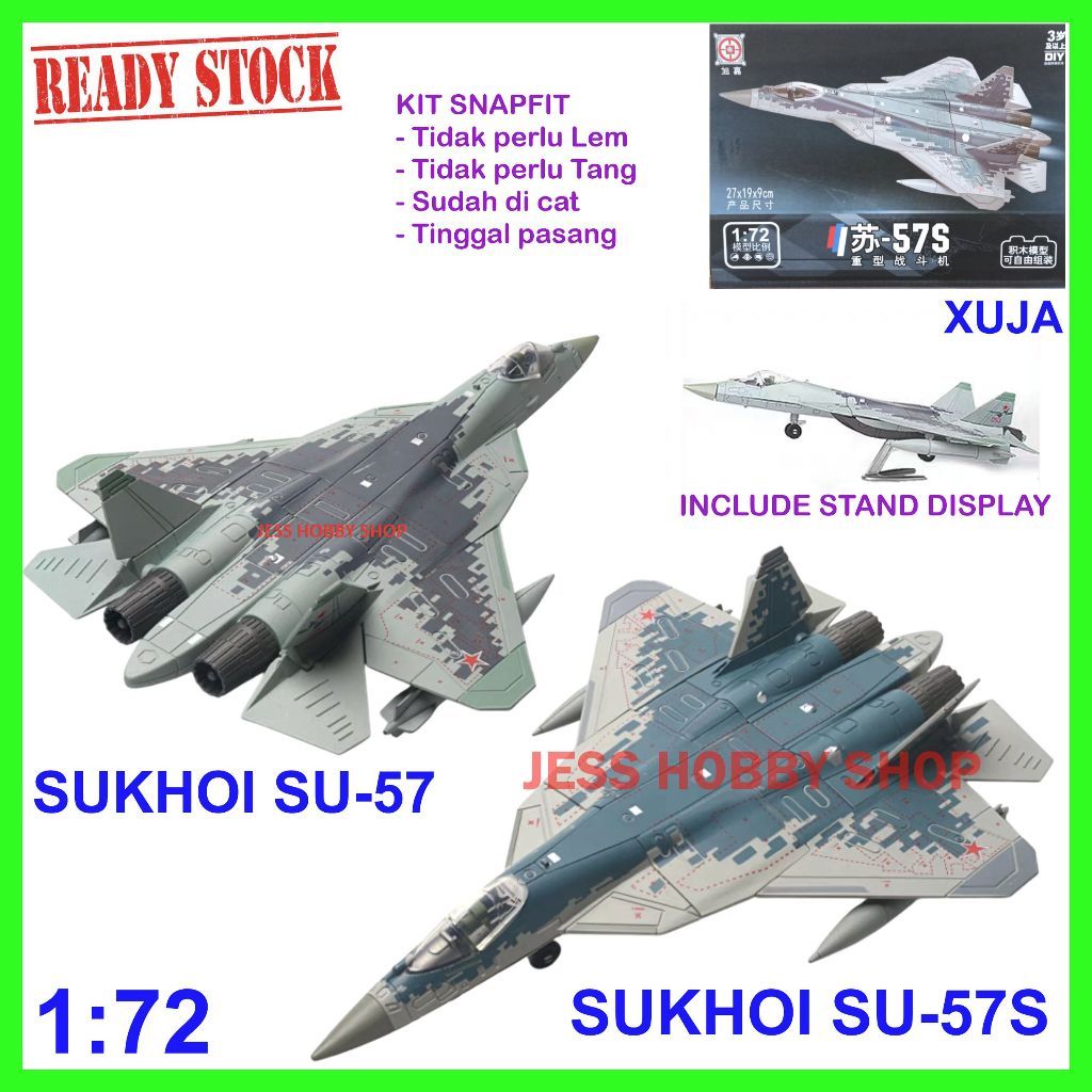 TINATAH Model Kit XUJA 1/72 Pesawat Sukhoi SU-57S / SU-57 Pak-Fa Stealth Su57S Su57 dan lainnya Diec