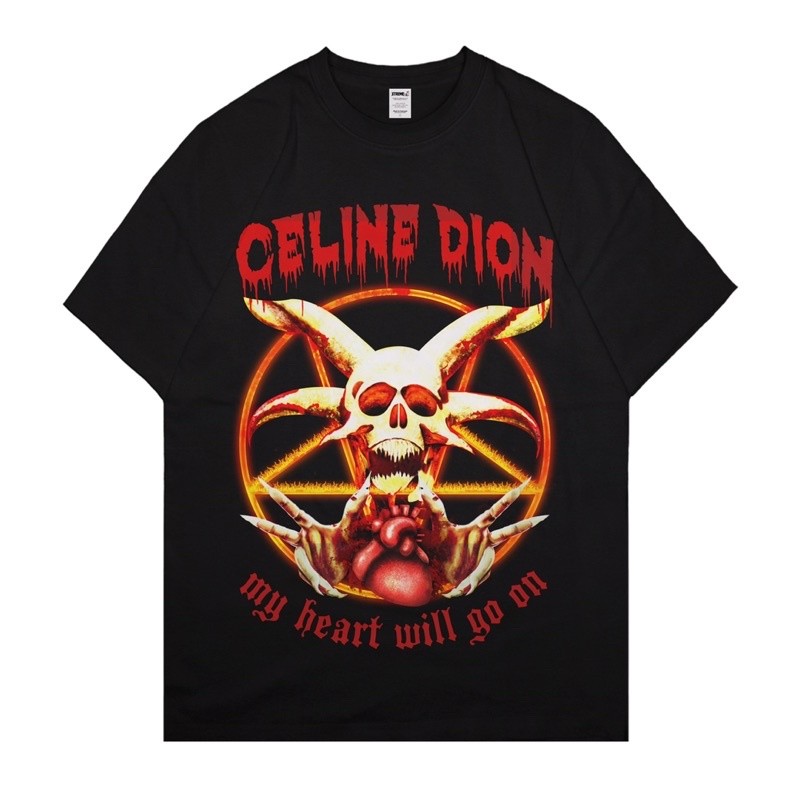 Celine Dion Metal Kaos Pria