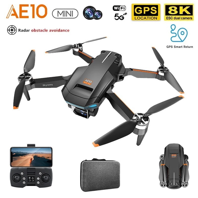 Drone AE10 Mini GPS 5G 8K Camera Jernih Motor Brushless Optical Flow