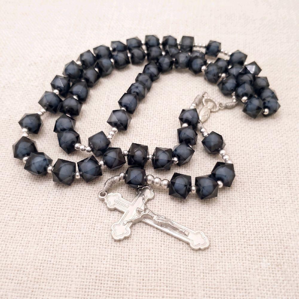 Rosario Kalung Akrilik Prisma Kotak Kubus HITAM/COKLAT/MERAH