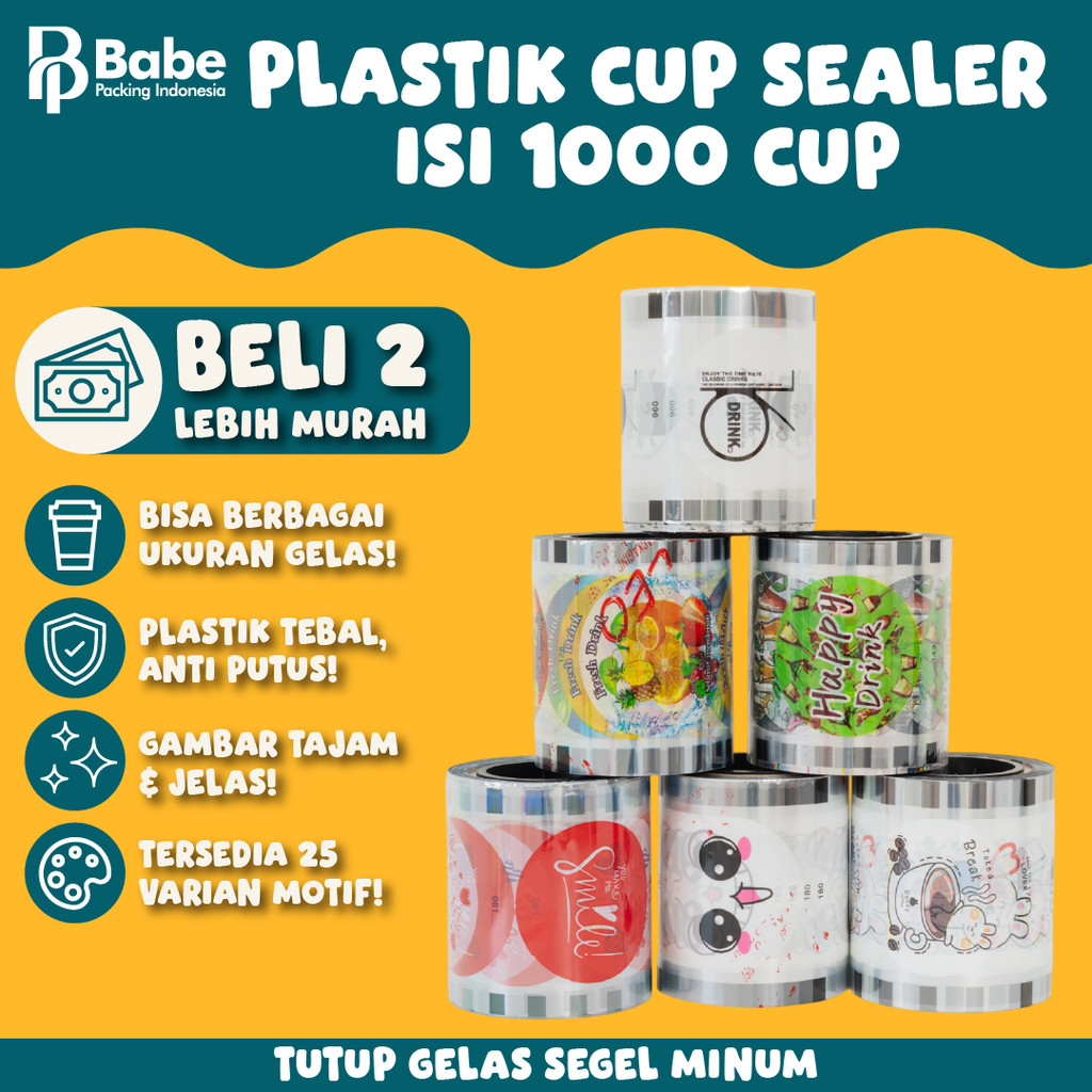 Cup Sealer Isi 1000 Cup / Plastik Lid Cup Sealer / Tutup Gelas / Tutup Minuman Gelas / Cup Minuman