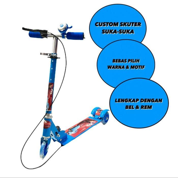 Skuter Otoped Karakter Anak 3 Ban Roda Menyala - Biru, FROZEN