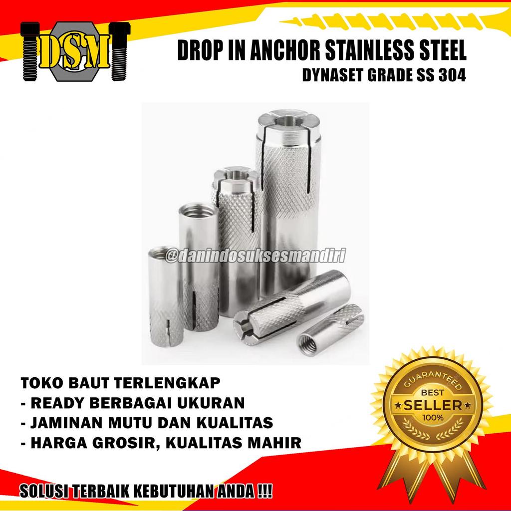 SS 304 / Dynaset Stainless M8 / Dinaset 8 MM / Drop In Anchor M8x10x30 SUS Steel