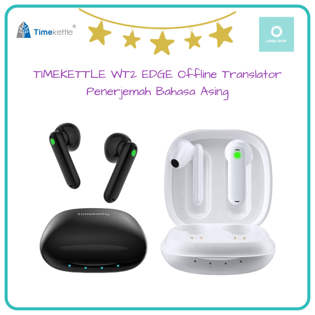 TIMEKETTLE WT2 EDGE Translator Earbuds OFFLINE Penerjemah Bahasa Asing