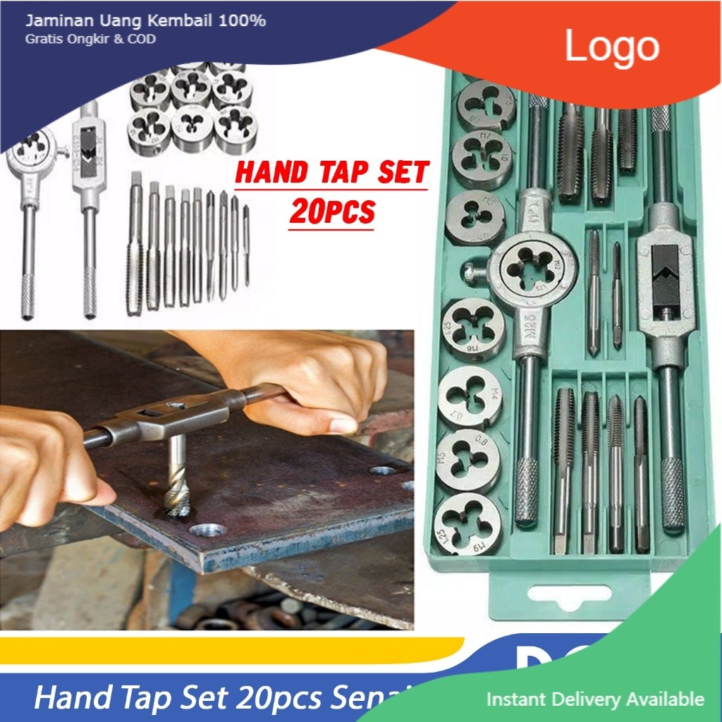 20 pcs Hand Tap Set 20Pcs Senai Snai Tapping Die Alat Pembuat Drat Luar Dalam