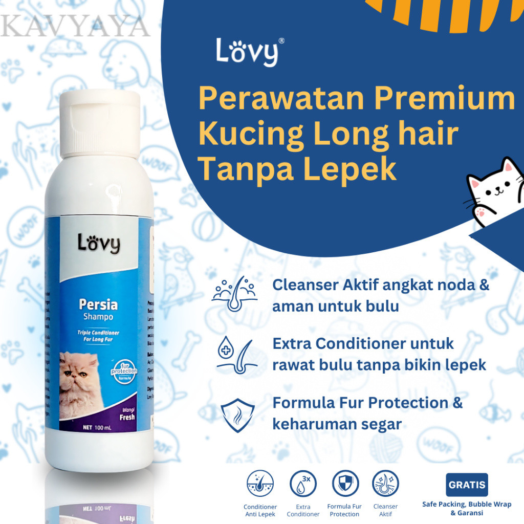 Kavya-- Shampo Kucing Persia Anggora - LOVY Persia 100ml - Bulu Halus & Wangi [COD]