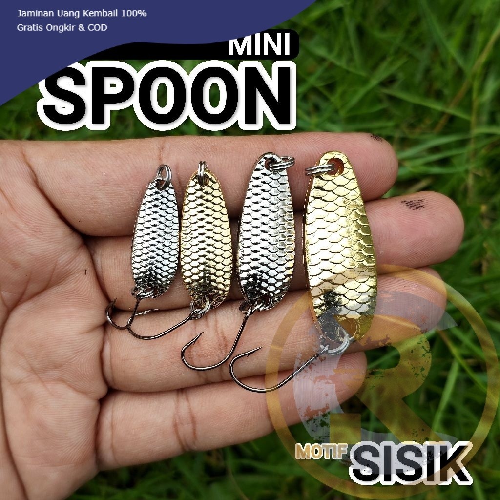 RC MINI SPOON motif sisik warna silver gold umpan hampala sebarau