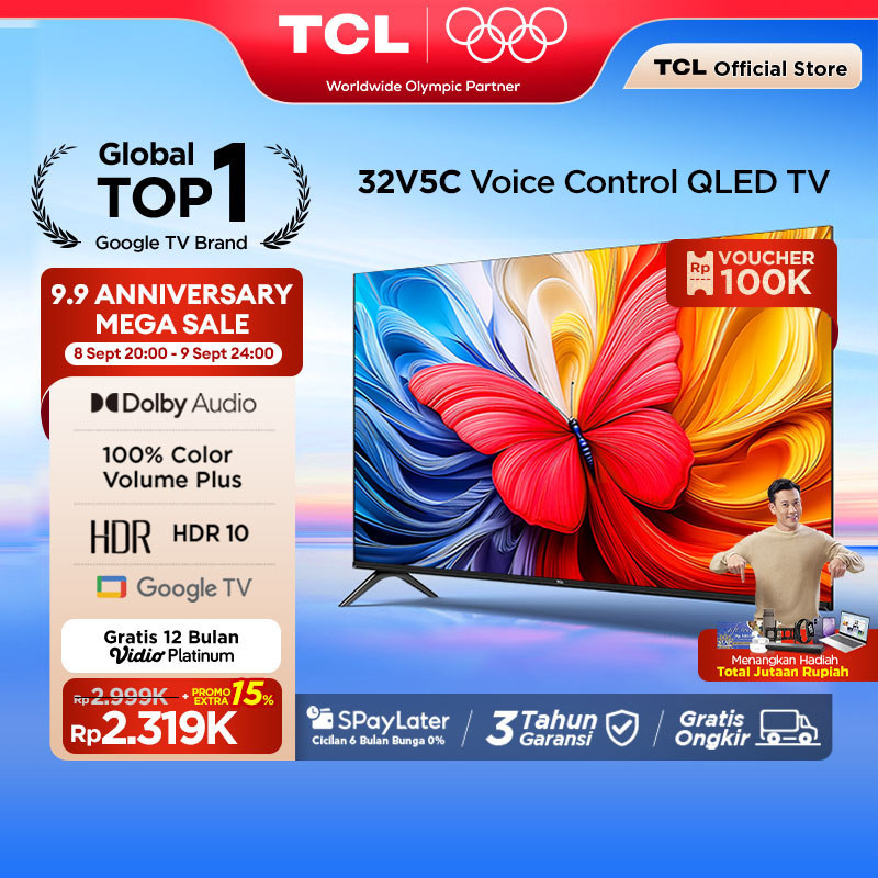 NV TCL Ultimate QLED FHD TV 32 inch V5C - HDR 10 - Dolby Audio - Google Play/Netflix/Youtube/Disney+