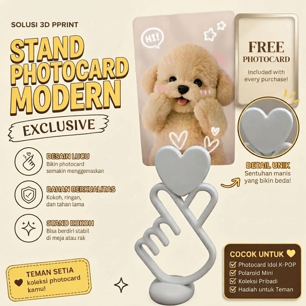 Stand Holder Photocard Kpop - Display Kartu Foto Estetik 3D Print