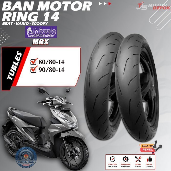 BAN MOTOR RING 14 TUBLES MIZZLE MRX BAN MOTOR TUBLESS BEAT VARIO SCOOPY RING 14 TUBELESS
