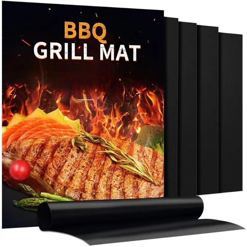 5 pcs Grill Mats Grill Mats Non Stick, BBQ Outdoor Grill & Baking Mats - Reusable, Easy to Clean Bar