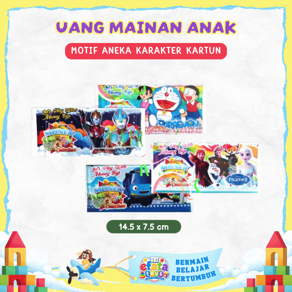 Mainan Uang Kertas Karakter Kartun Anak Belajar Uang