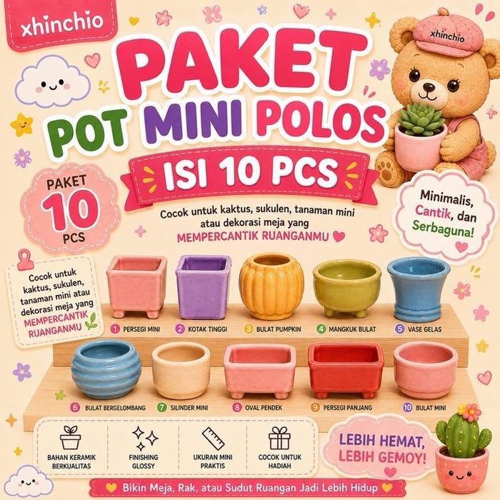 sa  (PAKETAN POT MINI) POT MINI LUCU 5 PCS DAN 10 PCS MURAH MERIAH - Pot mini 10