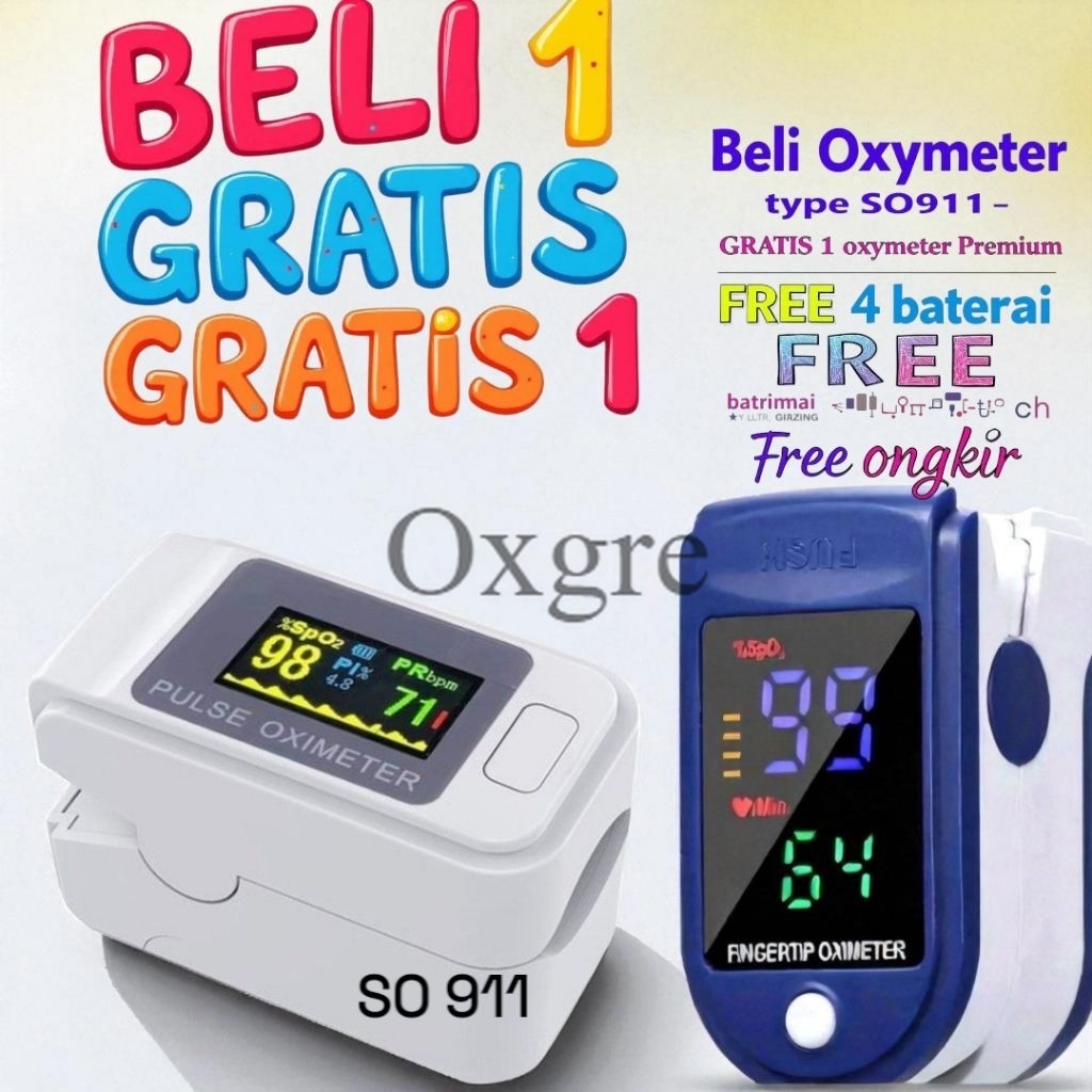 Promo(BELI 1 free 1) Oxymeter SO 911 SO911 + 1 Premium oximeter Original Pulse fingertip FREE BATRE