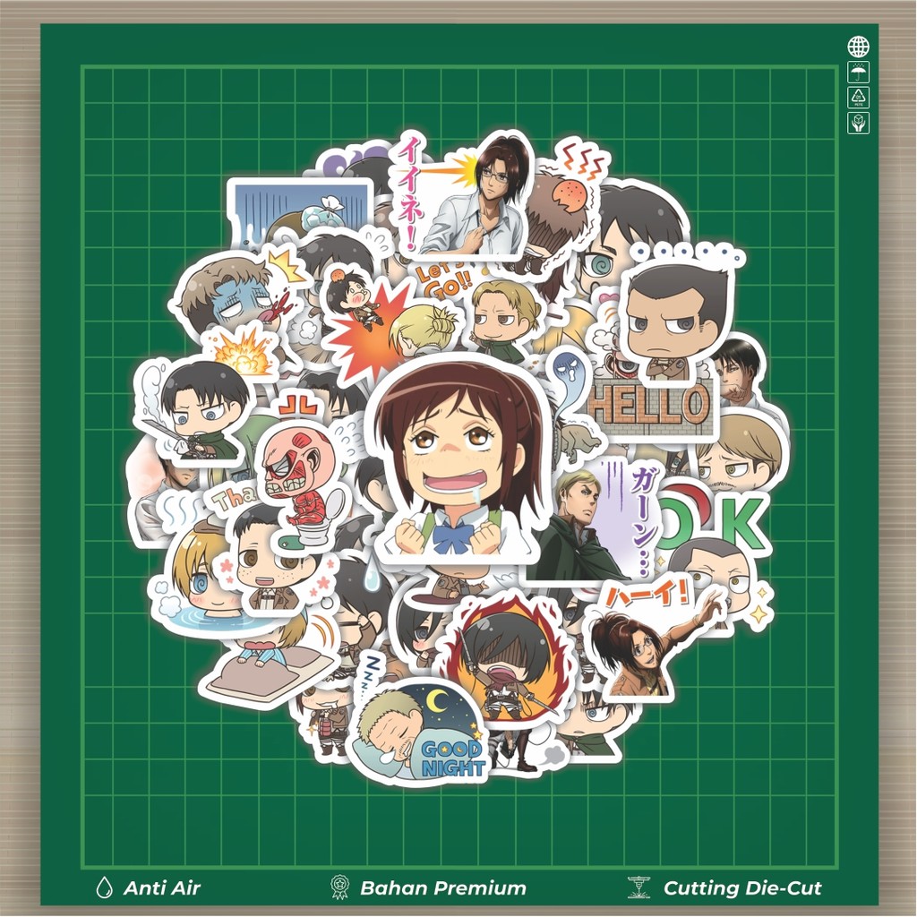 

HOT 50 PCS STIKER Stiker Anime Attack On Titan Anime V1 Stiker Fashion Cars Decal Dingin Kartu Album Custom Vinyl Anti Air- Sticker Aesthetic Buku Journal Koper Casing HP Tablet Laptop Helm Motor Botol Minum
