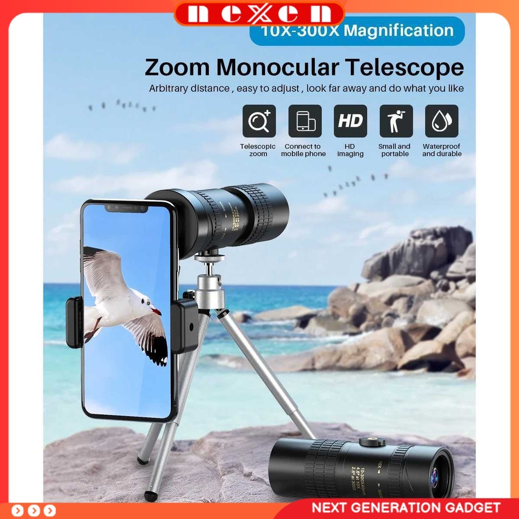 Lensa Teleskop Saku Monokular 10-300X Magnification with Tripod -  APL-10-300X40
