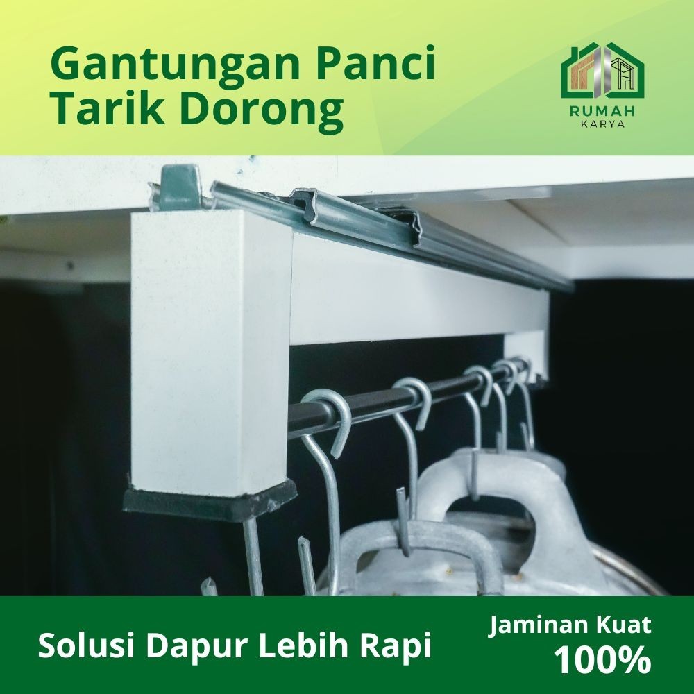 Rel Gantungan Panci Teflon Dapur 40cm Model Tarik Dorong