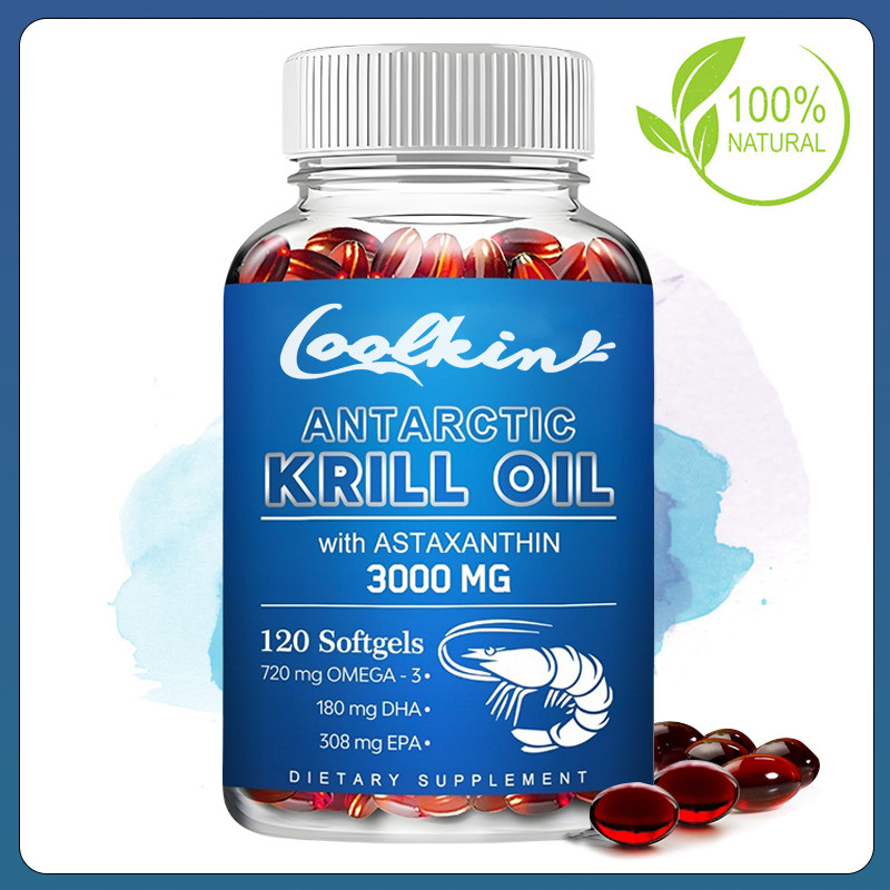 Antarctic Krill Oil Capsules 3000MG Astaxanthin Supports cardiovascular, brain, joint and heart heal