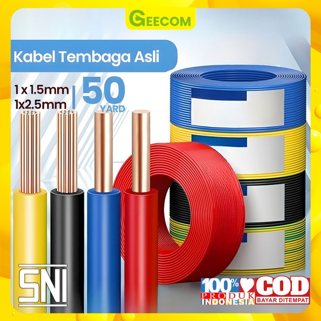 Kabel listrik tembaga 1 x 2.5mm 50 Yard full SNI Kabel NYA murni Kabel kawat tembaga