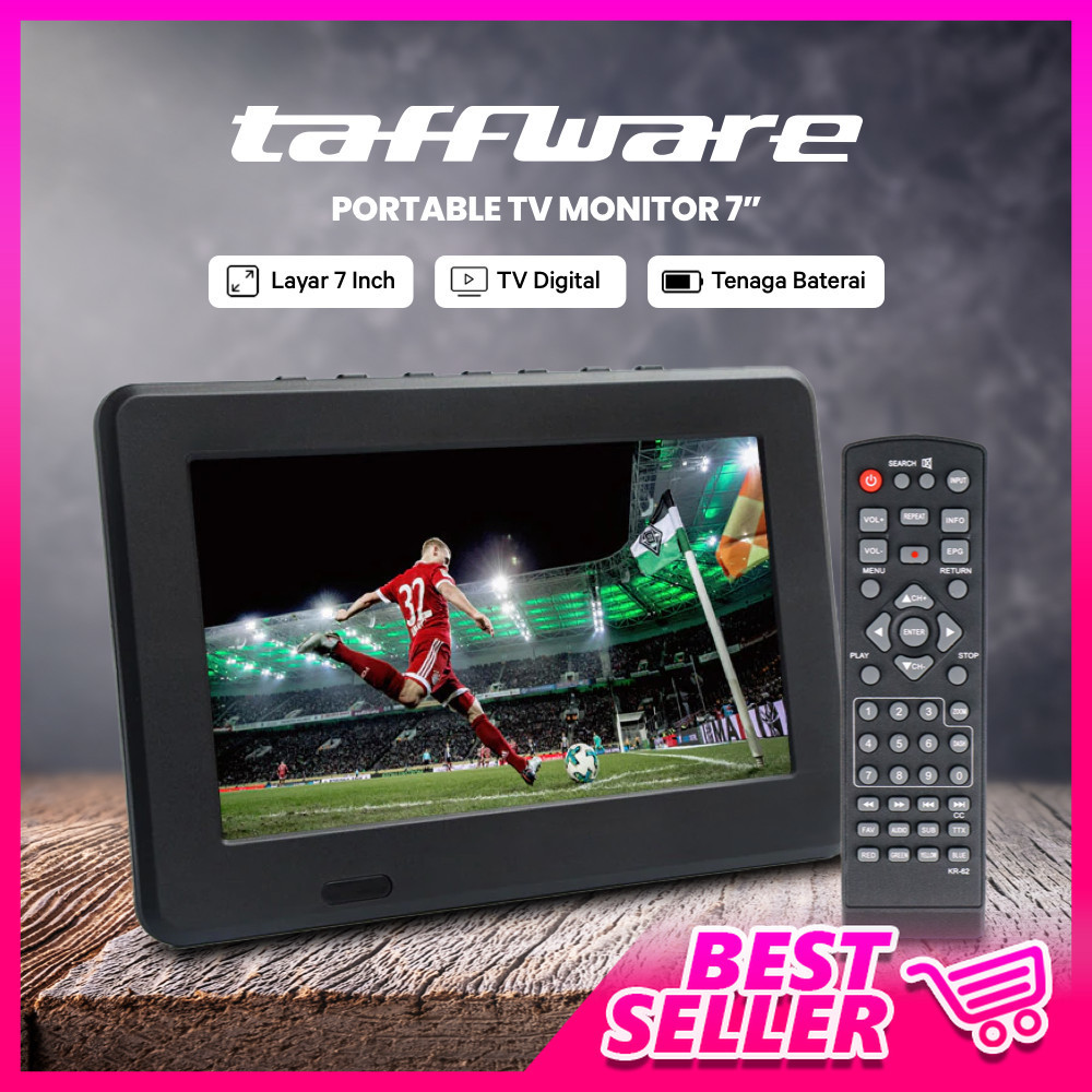 Taffware Portable TV Monitor Digital 7 Inch DVB-T2 Rechargeable - D7
