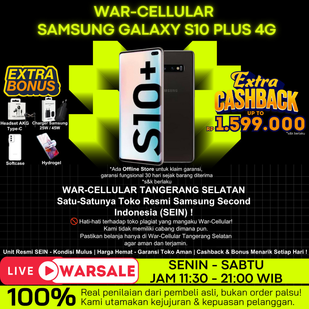 SEIN Samsung Galaxy S10 Plus / S10+ 8/128GB 8/512GB Second Fullset Resmi