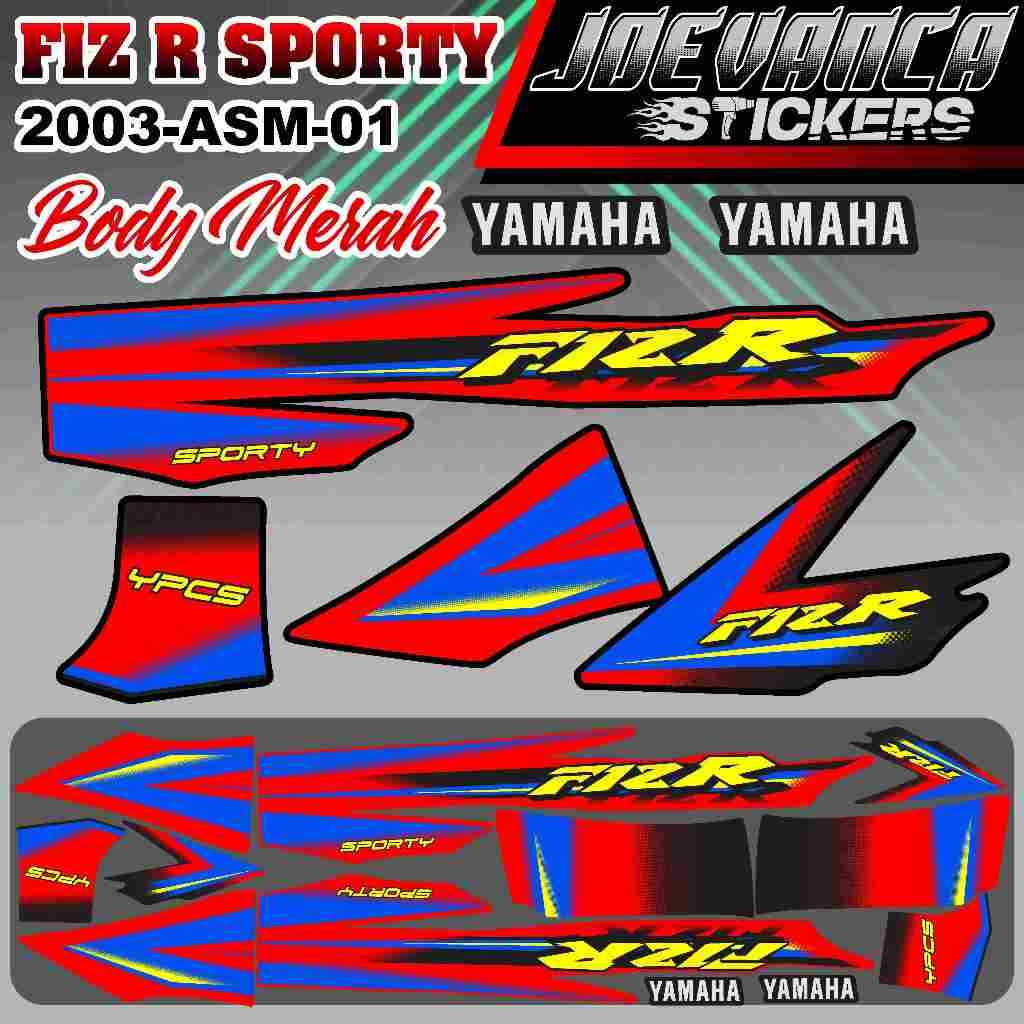 Striping Stiker Lis Motor FIZ R SPORTY 2003-ASM BODY MERAH Costome