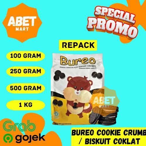 BUREO Oreo Crumbs Kasar Repack 100gr 250gr 500gr 1Kg - Dark Chocolate Biskuit Crumble Remah Hitam Ha