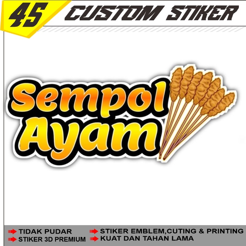 Sticker Sempol Ayam Sempolan | Sticker Gerobak Kaca Jualan