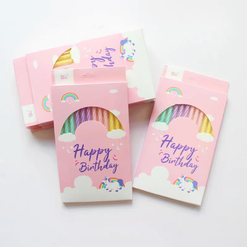 Kaiyo Lilin Ulang Tahun Panjang Tipis Berwarna Macaron Dekorasi Kue Lilin