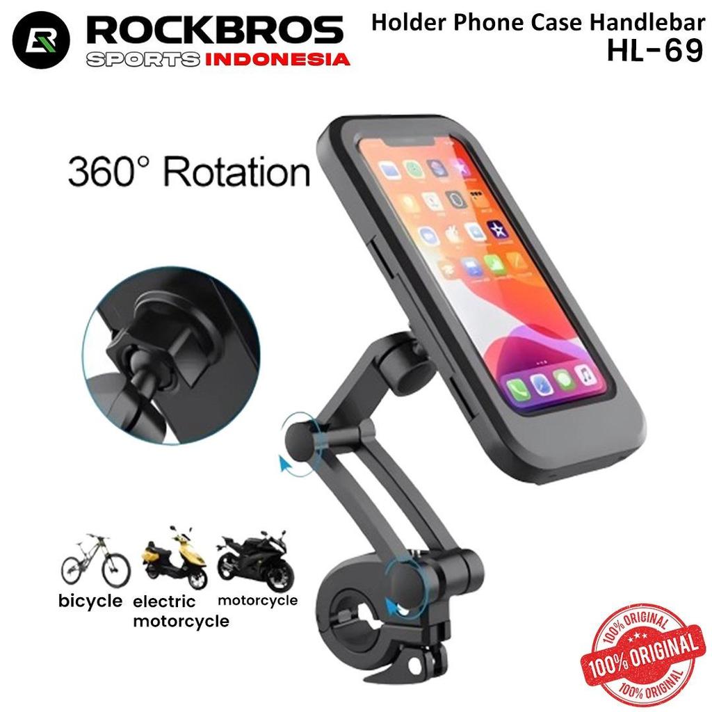 ROCKBROS HL-69 Holder Phone Case Handlebar 360° Rotasi – Dudukan HP Sepeda & Motor Tahan Air
