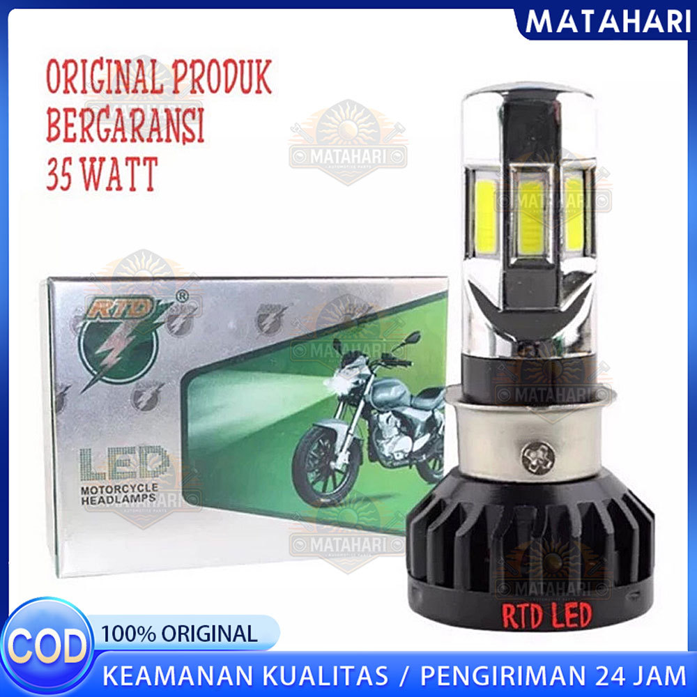 LAMPU LED MOTOR RTD 6 SISI / 3 SISI 100% ORIGINAL GARANSI AC DC + KIPAS BOHLAM DOP LAMPU DEPAN UTAMA