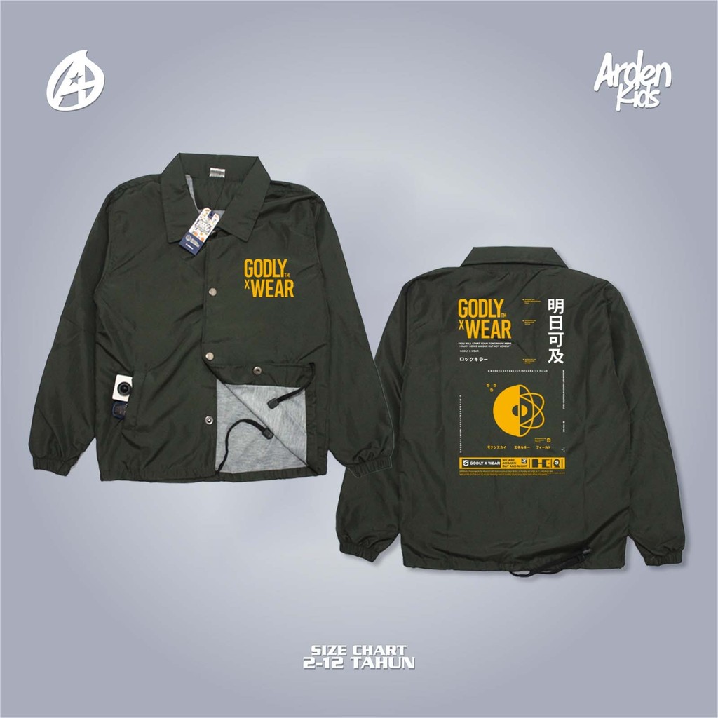 Atasan Anak Jacket Coach usia 1-12 Tahun Bahan Parasut furing Kaos / Atasan Anak Laki Laki / Jacket 