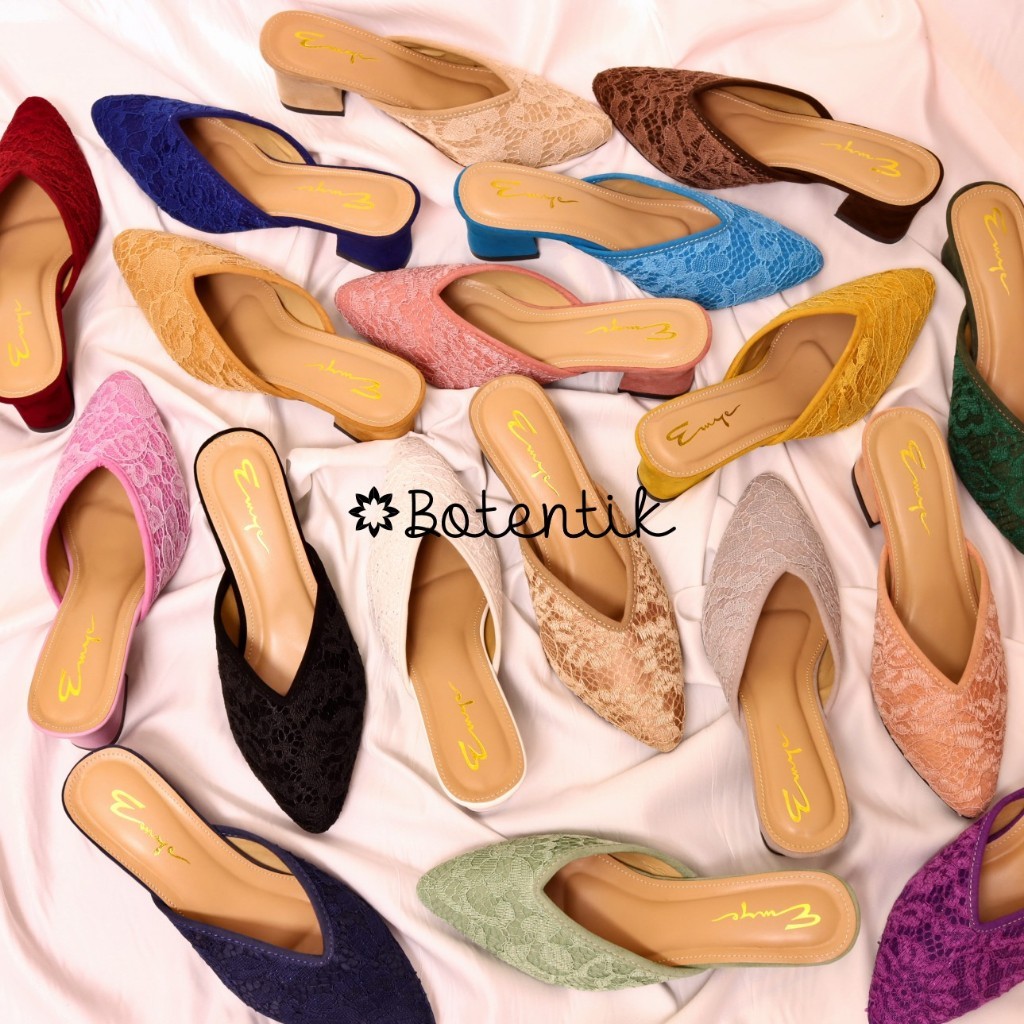 GOLIASPOTSHOP  EMYE BM05 - Sepatu Sandal Wedding Shoes Heels Pengantin Brukat Glitter 5cm Wanita Ter