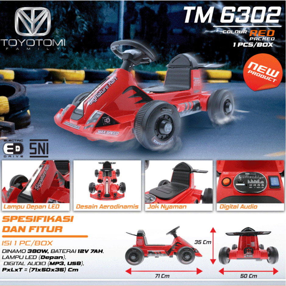 Mobil Aki Anak Mainan Anak Toyotomi TM 6302 Murah Mobil Anak Kendaraan Mainan Mobil Anak Bisa Dinaik